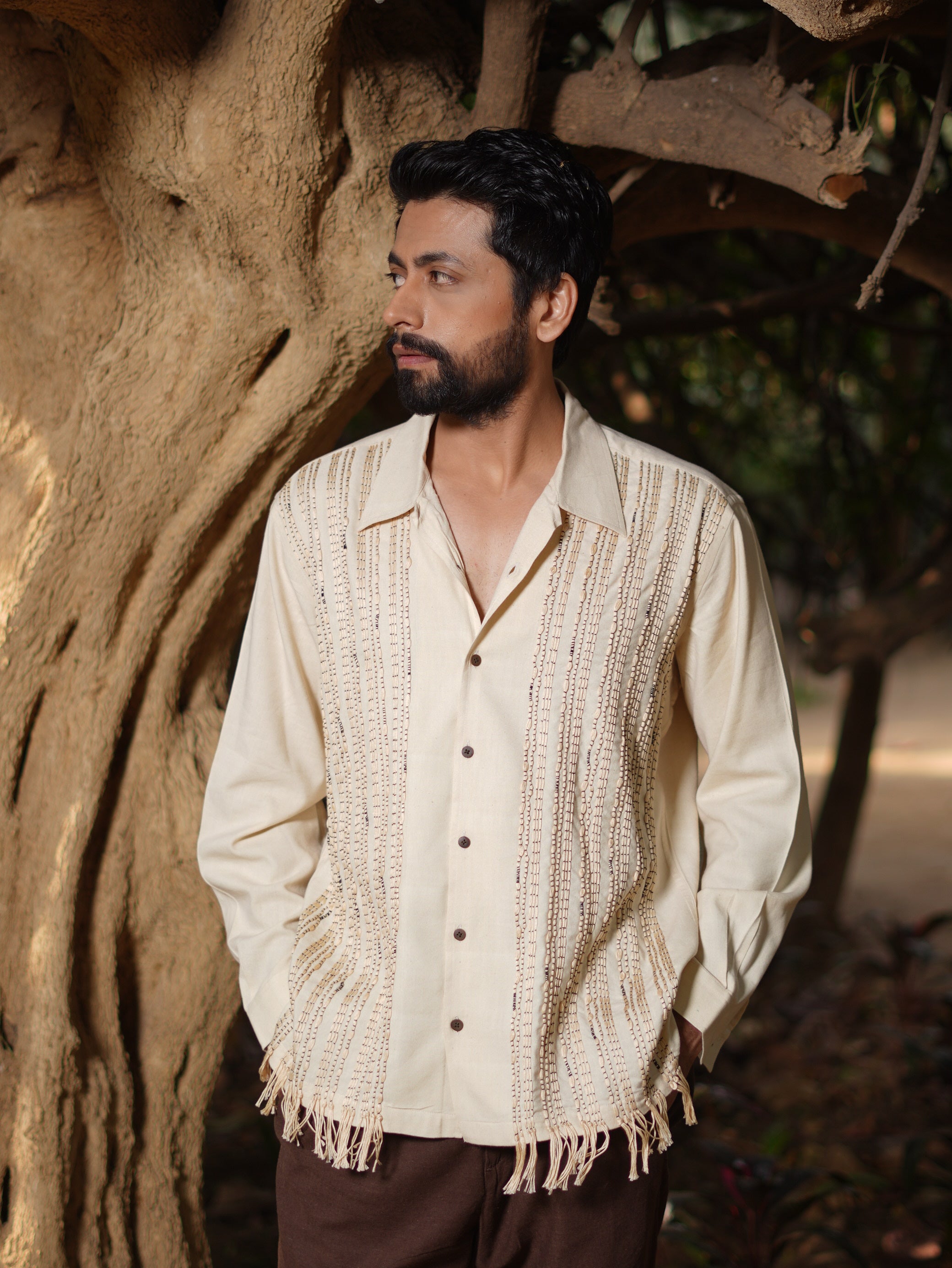 Beige Tulum Boho Shirt