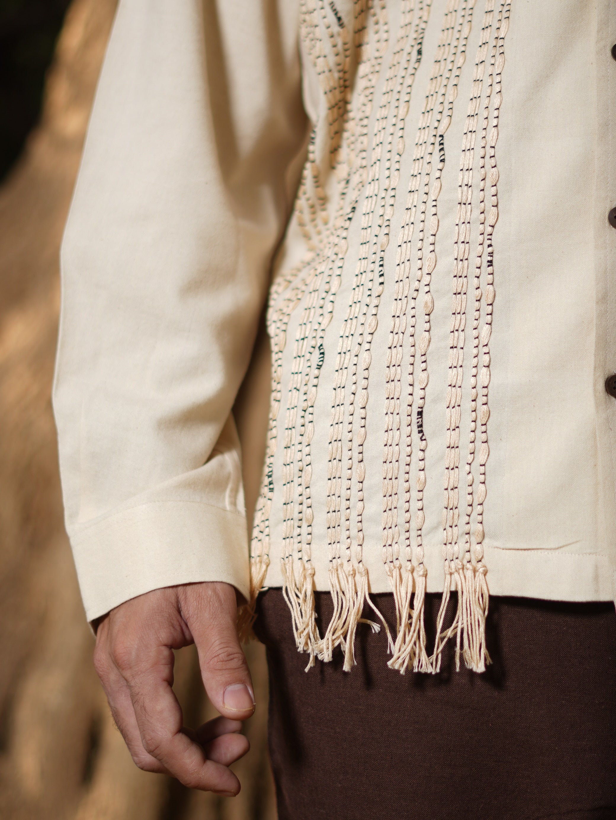 Beige Tulum Boho Shirt